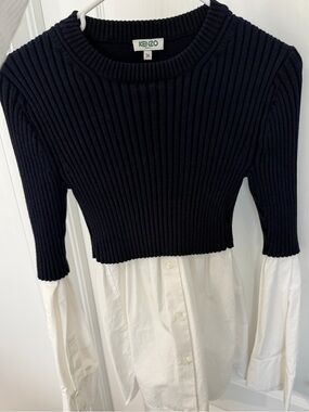 Kenzo Navy Ribbed Crewneck Sweater